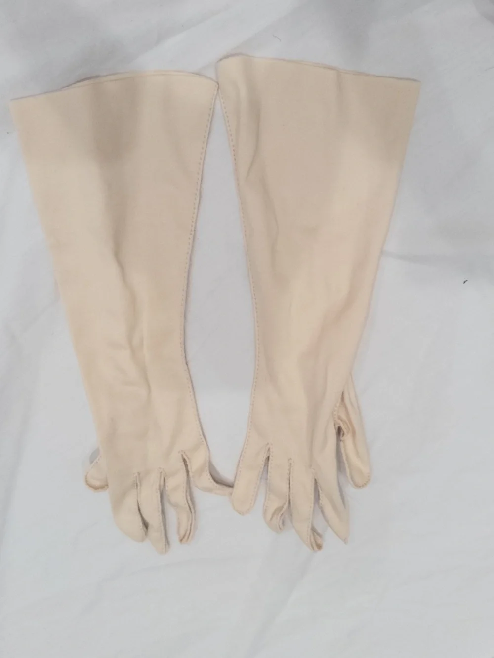 Vintage 1950s gloves cream elbow length shalimar cotton